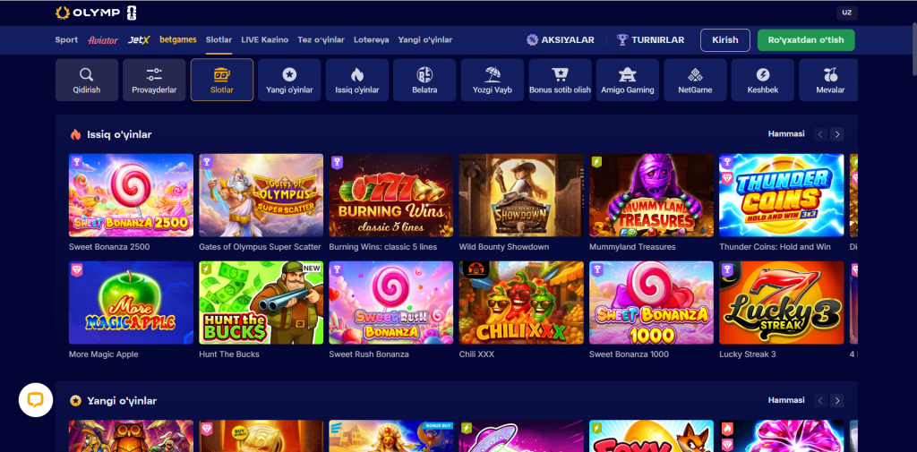 Olymp Casinoning eng yaxshi o'yin kutubxonasi